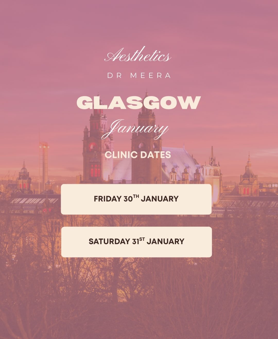 GLASGOW - You asked, we delivered 💕 January clinic dates are here, act fast they won&rsquo;t be available for long! Head to stories to book or send us a DM. We can&rsquo;t wait to see you!