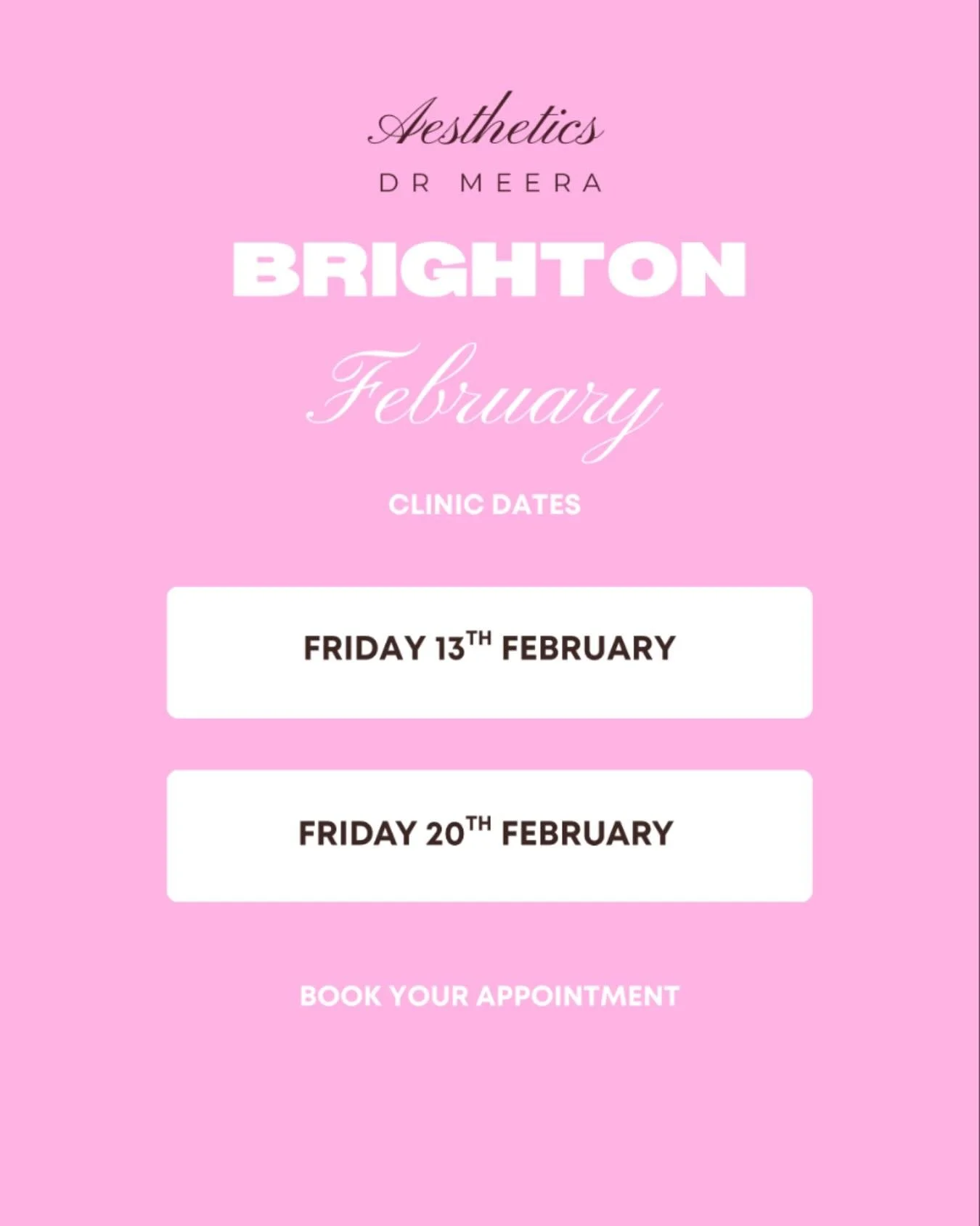 BRIGHTON 📍 Your February clinic dates are here! Head to stories to book yours to avoid missing out! 🏃&zwj;♀️ 

#brightonaesthetics
