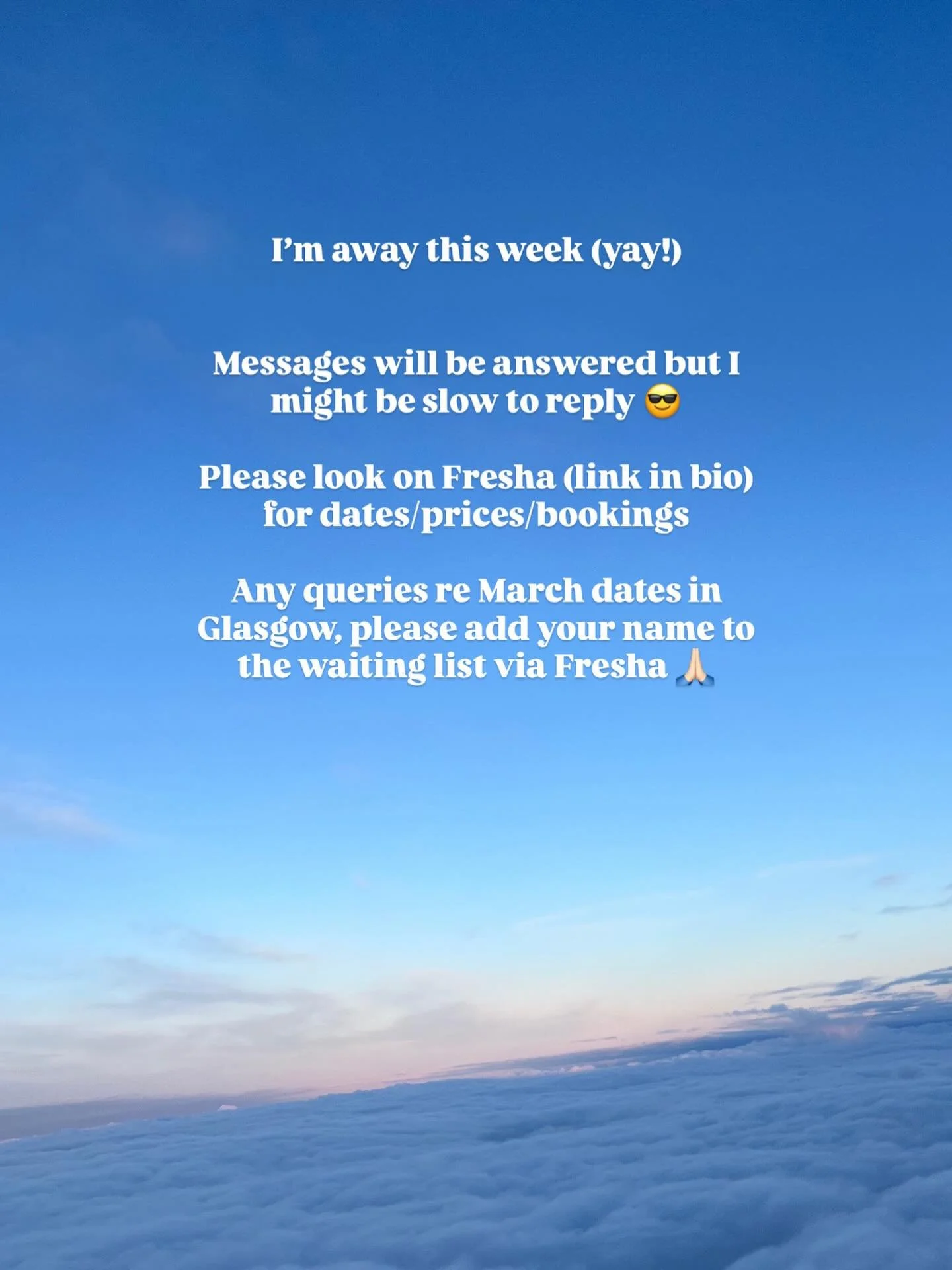 On Holiday 😎 
28th Feb to 8th March