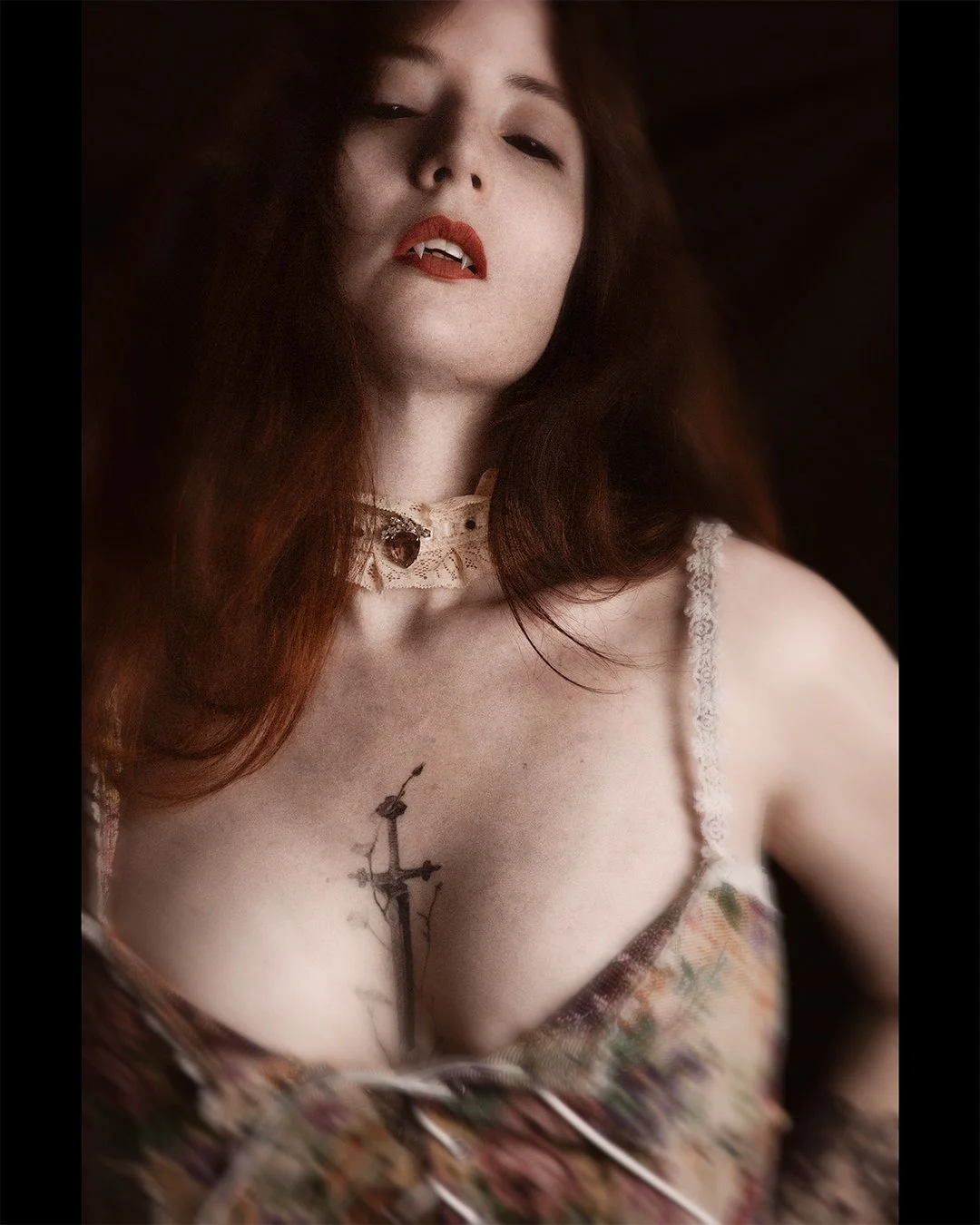 vampire girl vintage tattoo