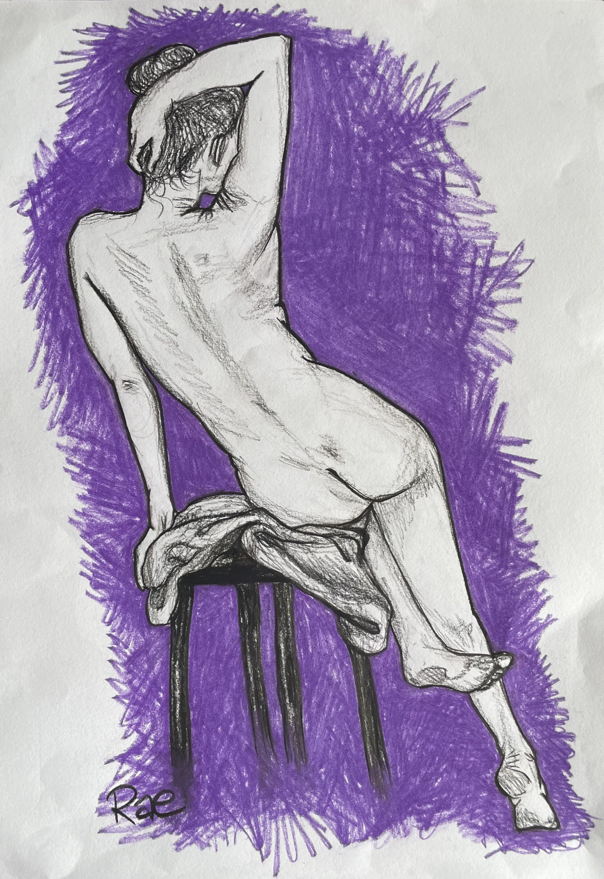 “The Provocative Lean” by Rachel Lachat (2023)
---
Charcoal and Pastel on Paper - 29.5 cm x 41 cm - Framed Original Artwork AU$150