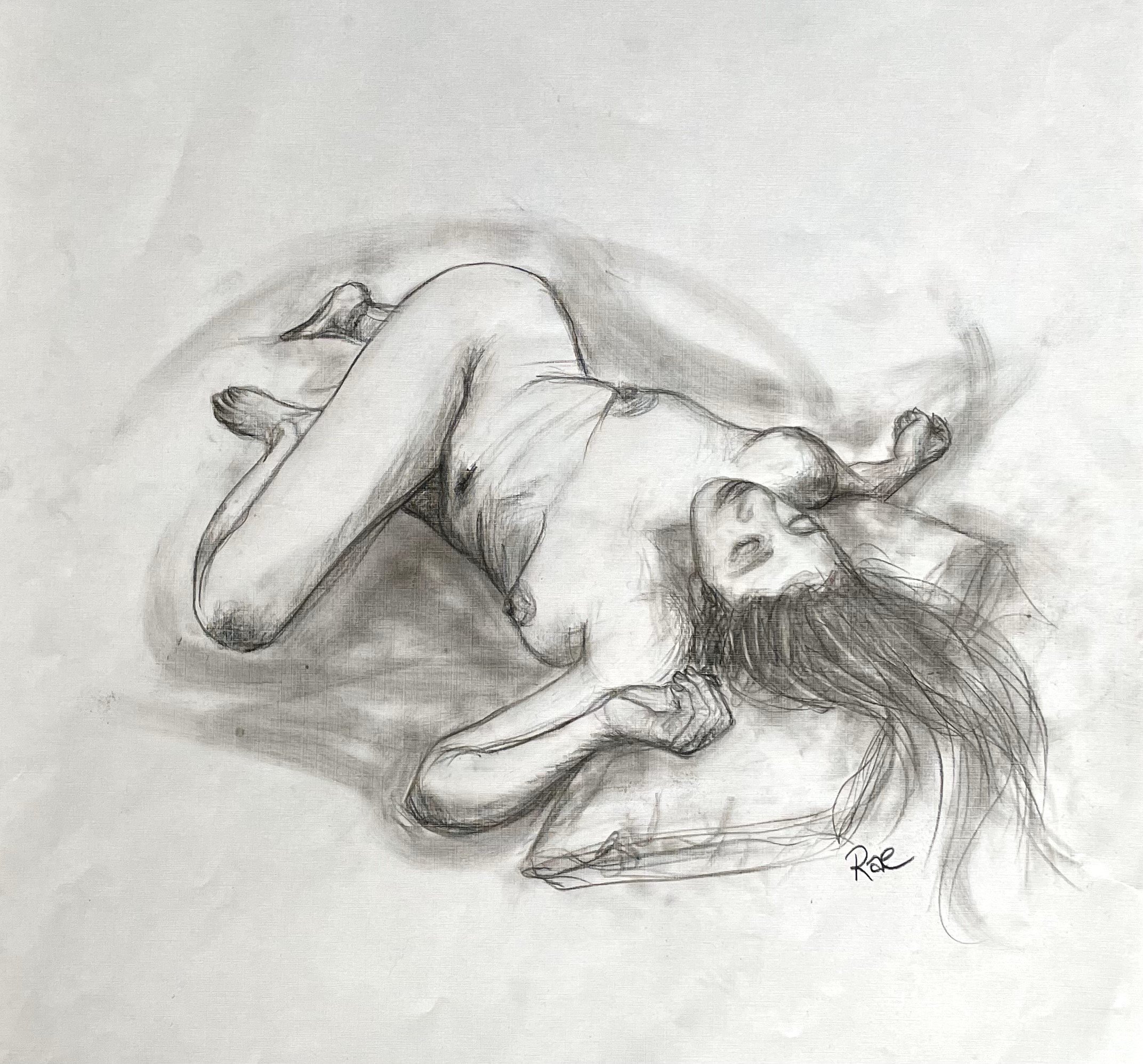 “Dreaming” by Rachel Lachat (2023)
---
Charcoal on Linen Textured Paper - cm x cm - Framed Original Artwork AU$150