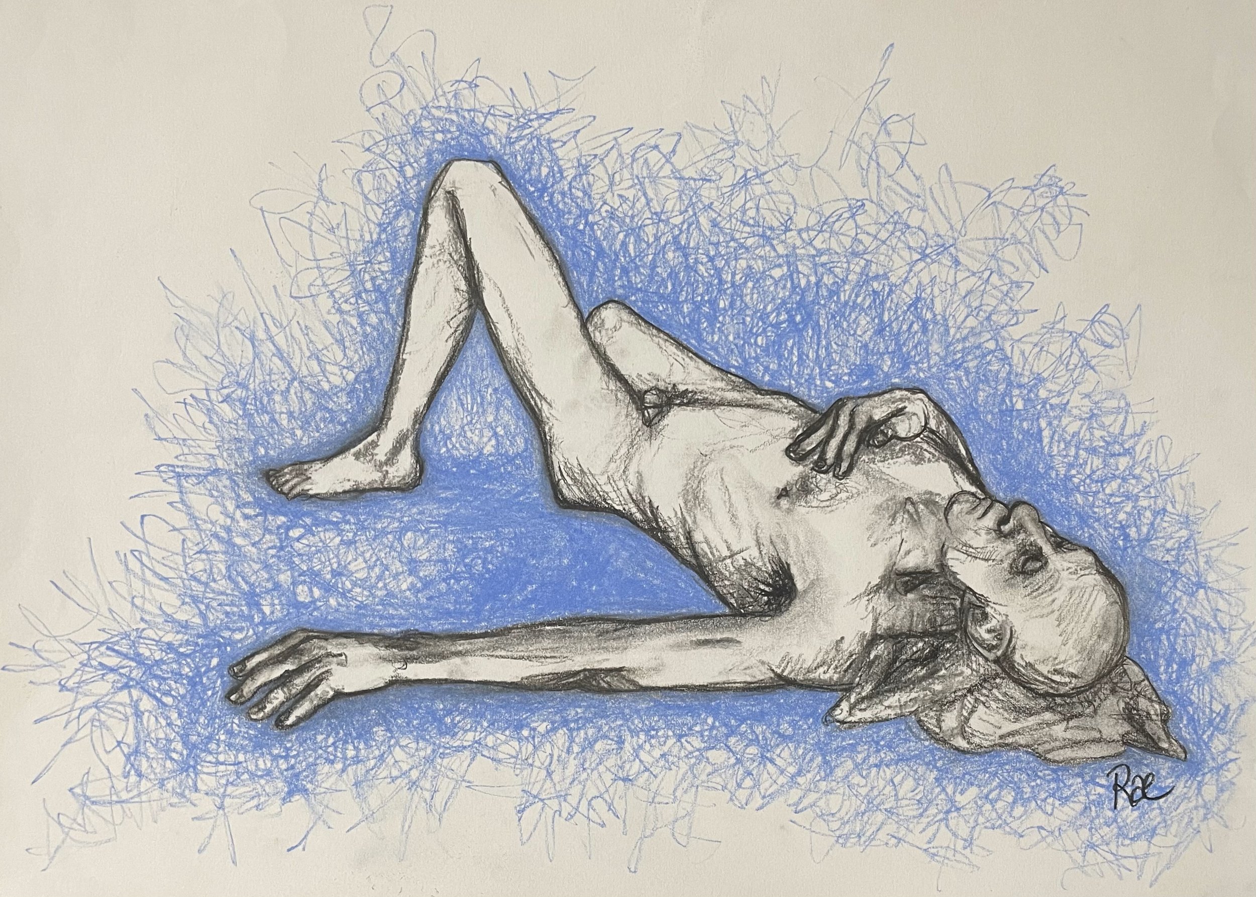 “Contemplating Rest” by Rachel Lachat (2023)
---
Charcoal and Pastel on Paper - cm x cm - Framed Original Artwork AU$150