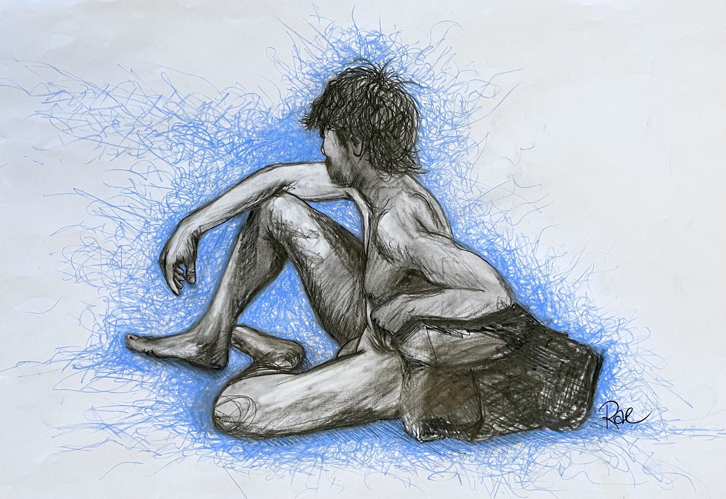 “Waiting” by Rachel Lachat (2023)
---
Charcoal and Pastel on Paper - cm x cm - Framed Original Artwork AU$150