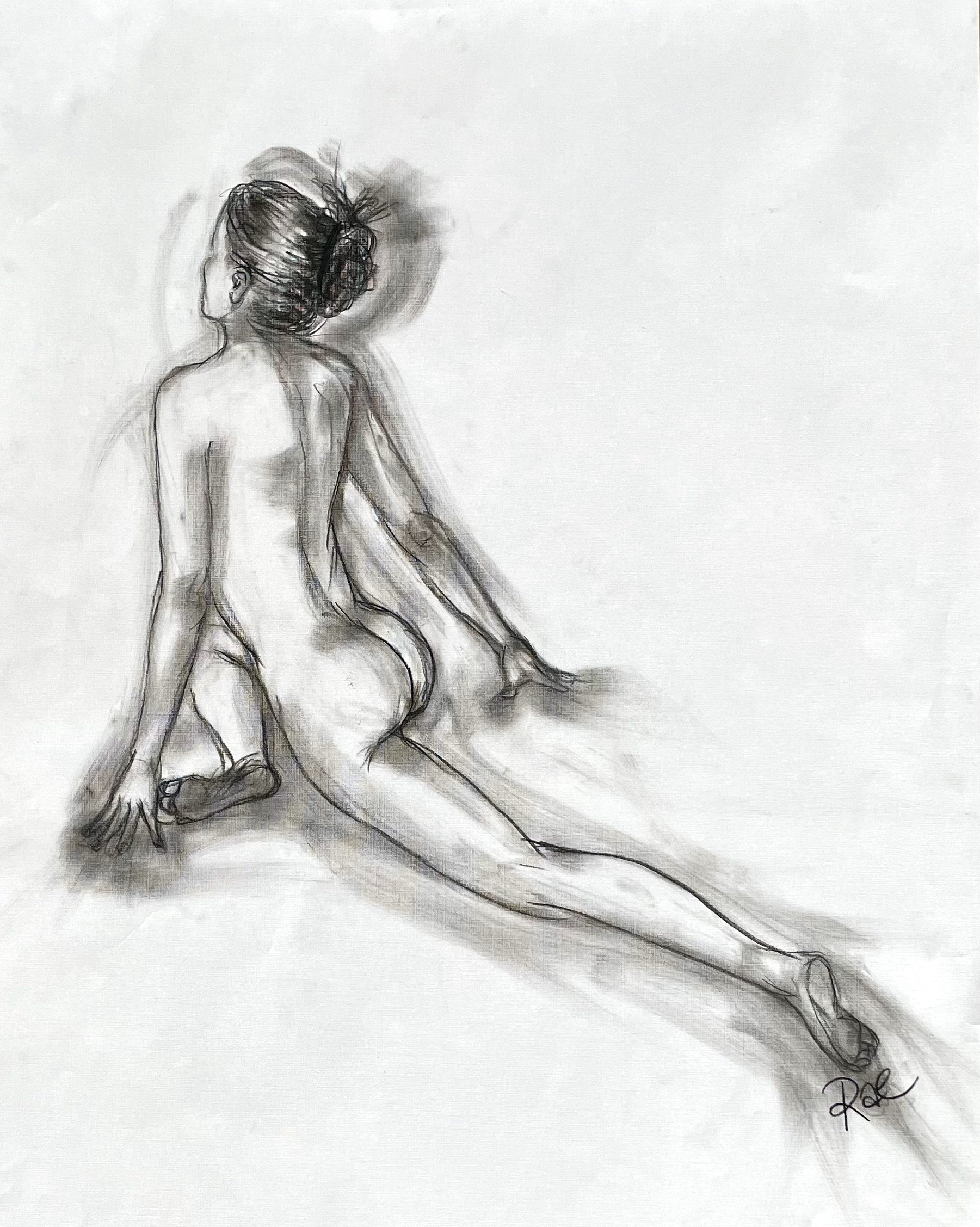 “Stretch” by Rachel Lachat (2023)
---
Charcoal on Linen Textured Paper - cm x cm - Framed Original Artwork AU$150