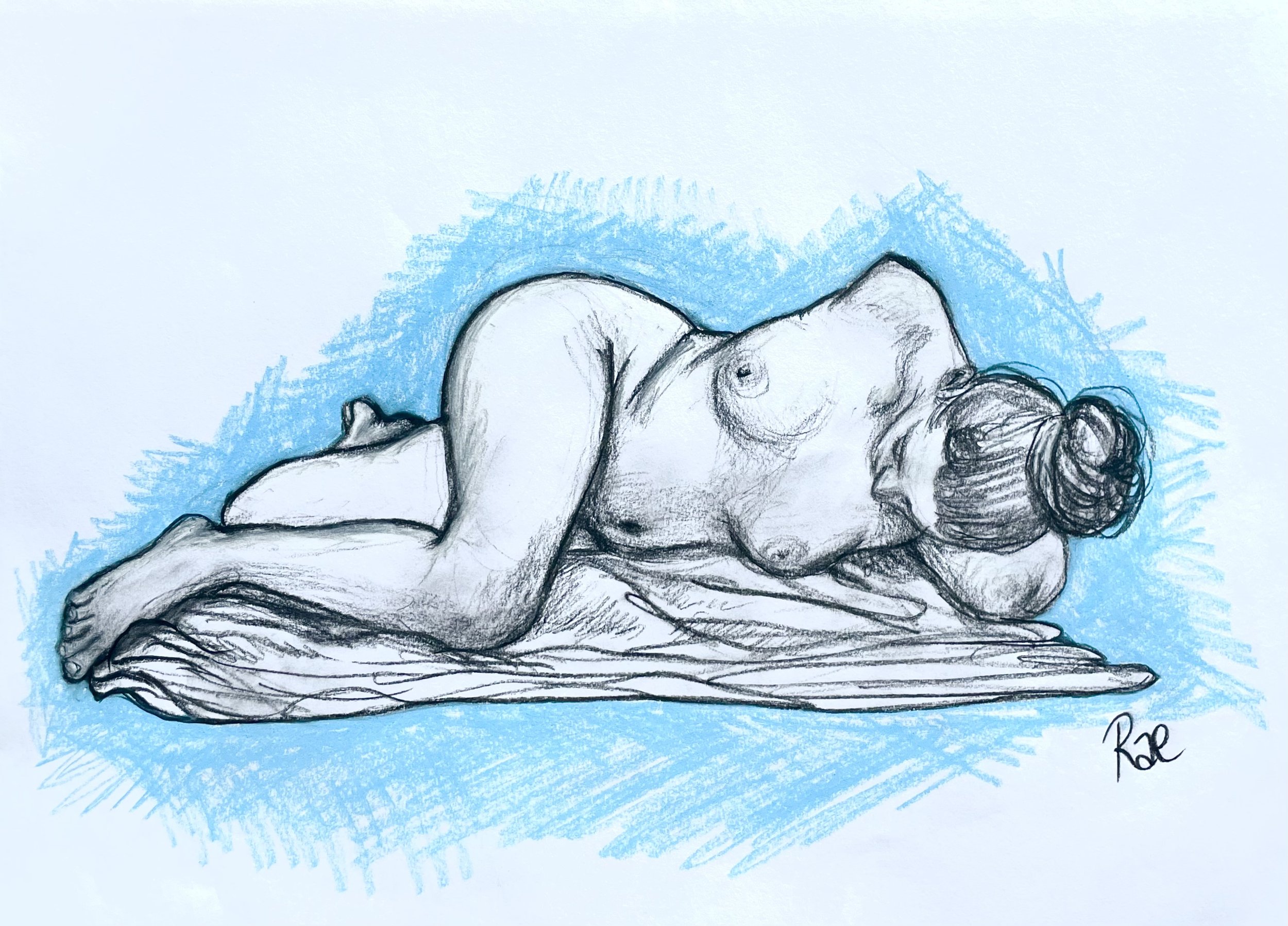 “Hands Behind Repose” by Rachel Lachat (2023)
---
Charcoal and Pastel on Paper - 41.5 cm x 29 cm - Framed Original Artwork AU$150