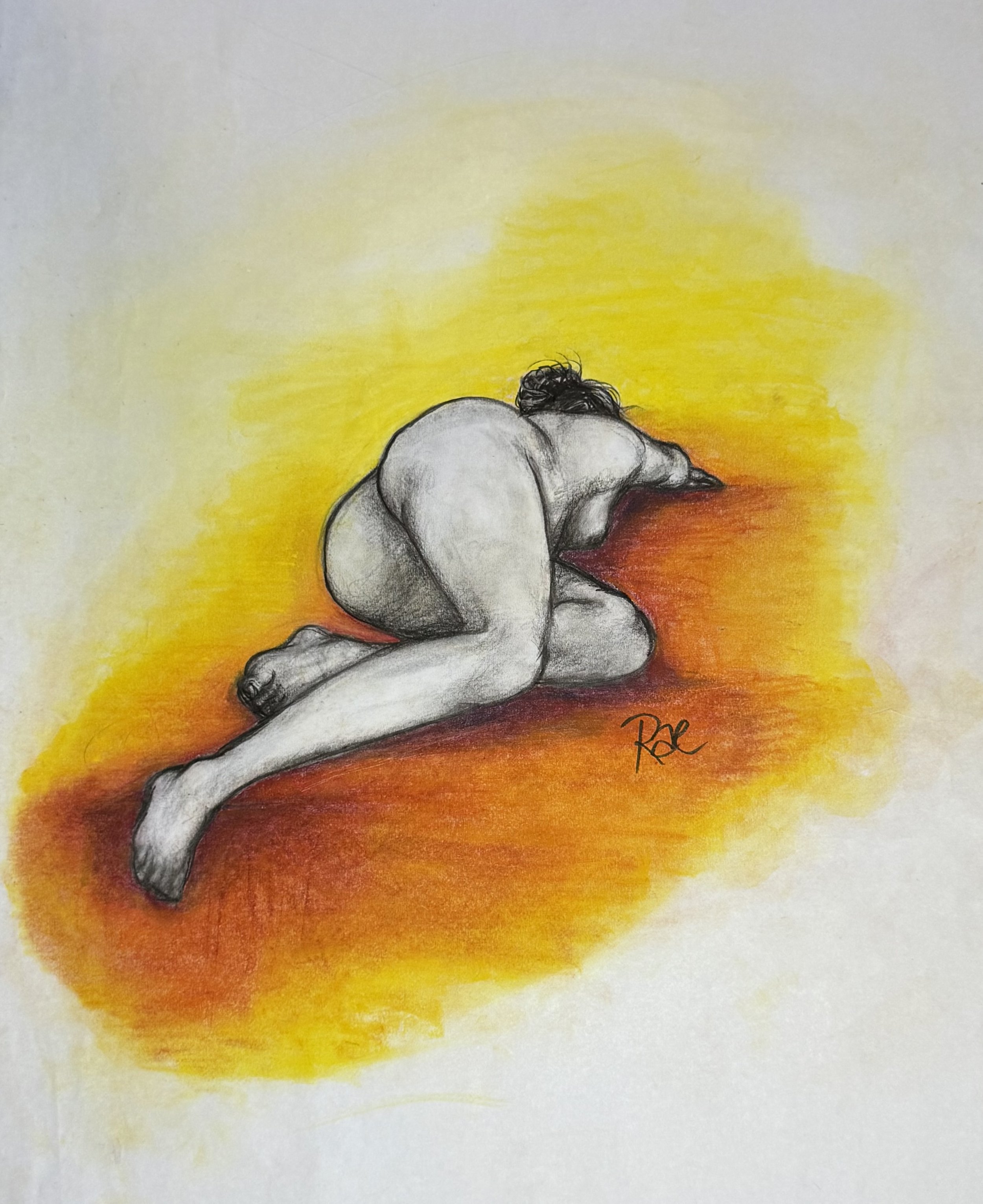 “Over It” by Rachel Lachat (2025)
---
Charcoal and Pastel on Paper - 59.4 cm x 42 cm - Framed Original Artwork AU$150