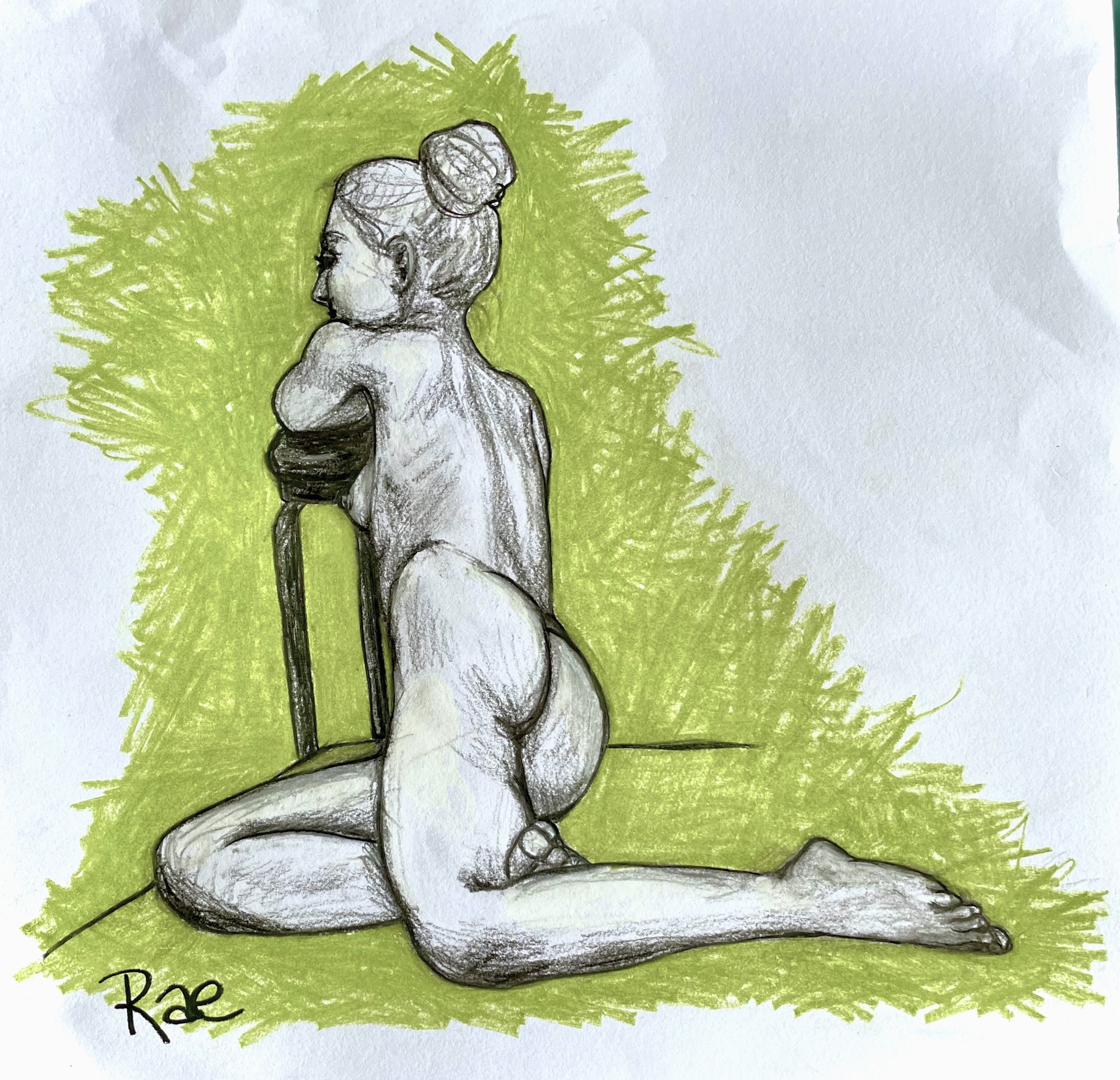 “Waiting & Thinking No. 1” by Rachel Lachat (2023)
---
Charcoal and Pastel on Paper - 29.5 cm x 32 cm - Framed Original Artwork AU$150