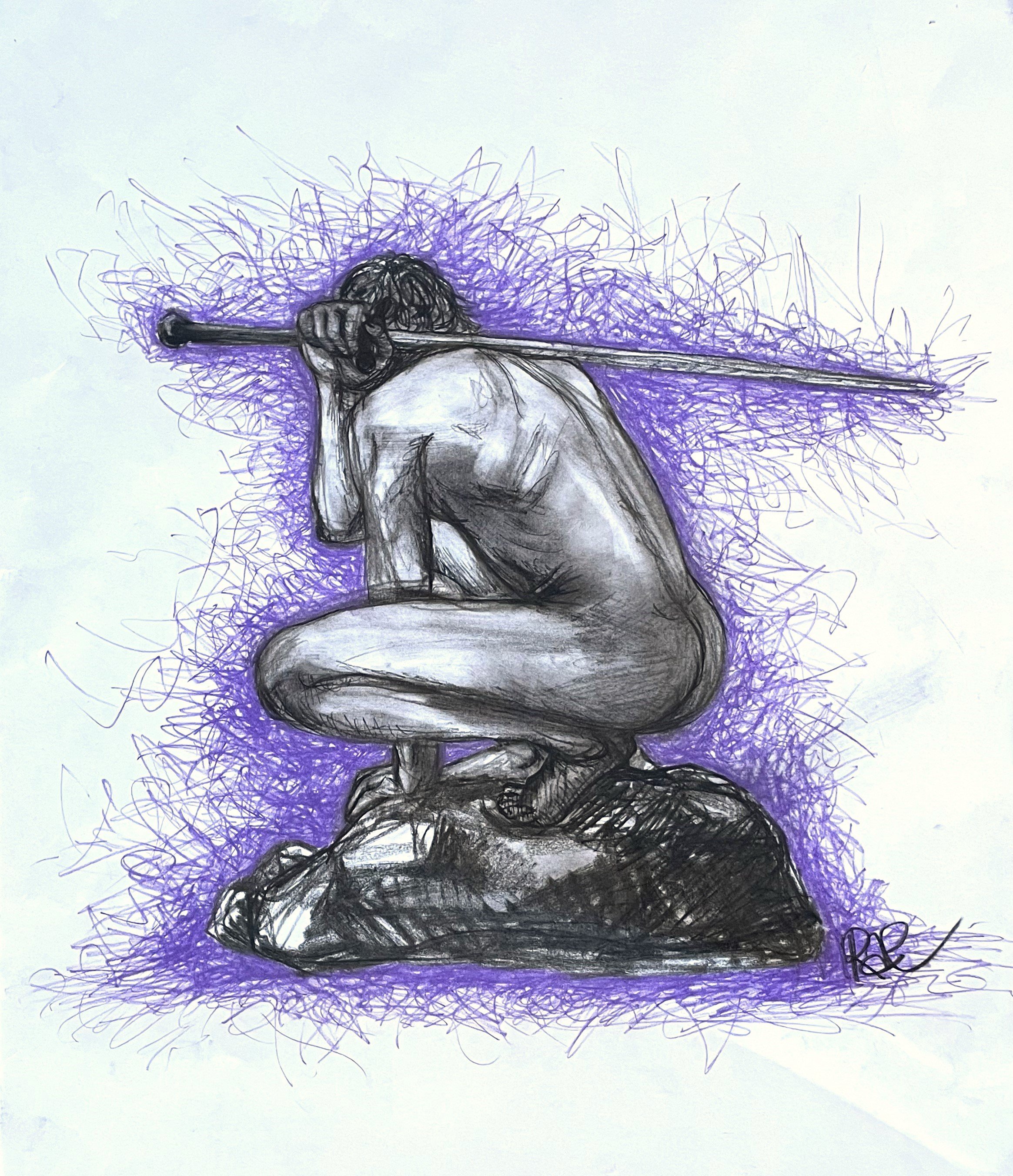 “The Watcher” by Rachel Lachat (2023)
---
Charcoal and Pastel on Paper - cm x cm - Framed Original Artwork AU$150