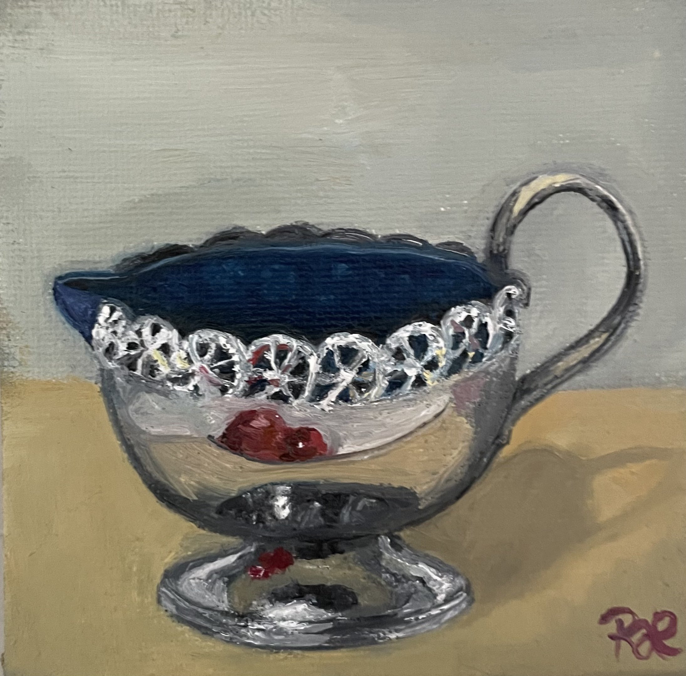 “Great Grandma’s Antique Jug” by Rachel Lachat (2023)
—
Still life framed miniature.
—
Oil on Canvas Board - 10cm x 10 cm - AU$70