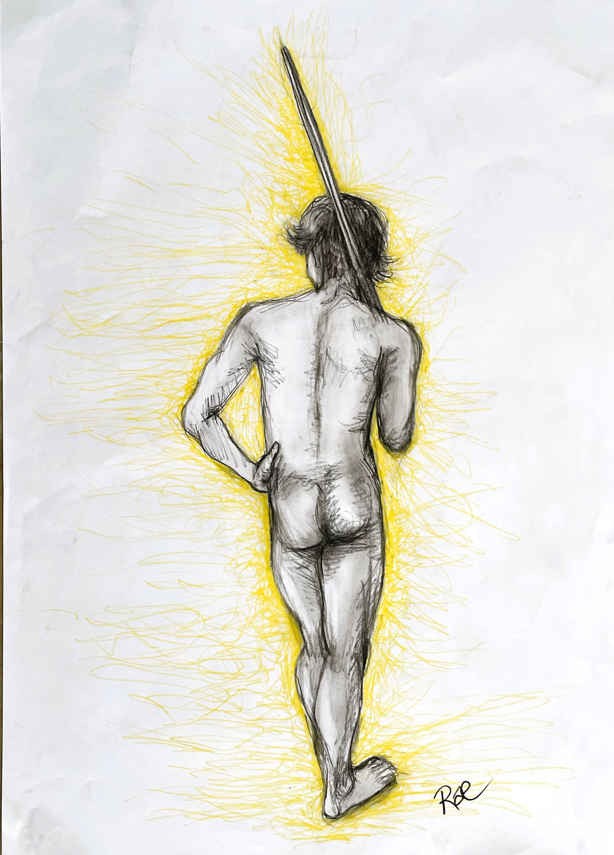 “Sunday Swagger” by Rachel Lachat (2023)
---
Charcoal and Pastel on Paper - cm x cm - Framed Original Artwork AU$150