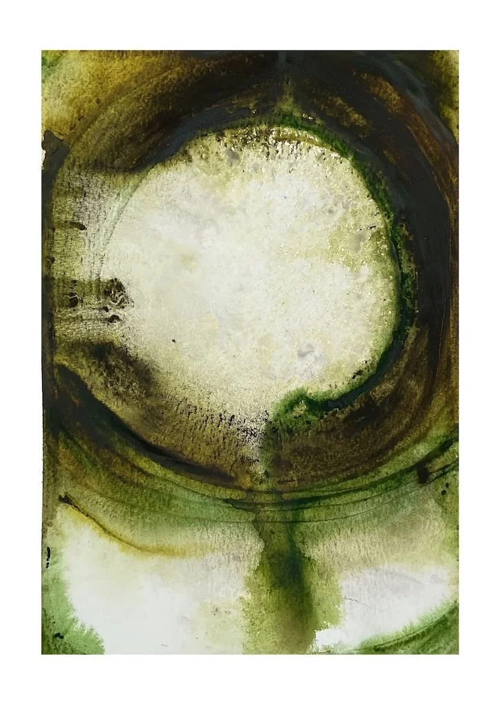 wet on wet watercolour abstract browns and greens circles