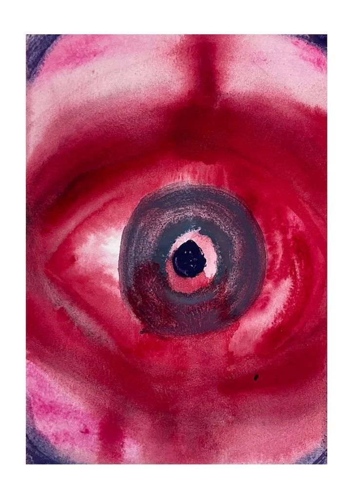 wet on wet watercolour abstract red circle