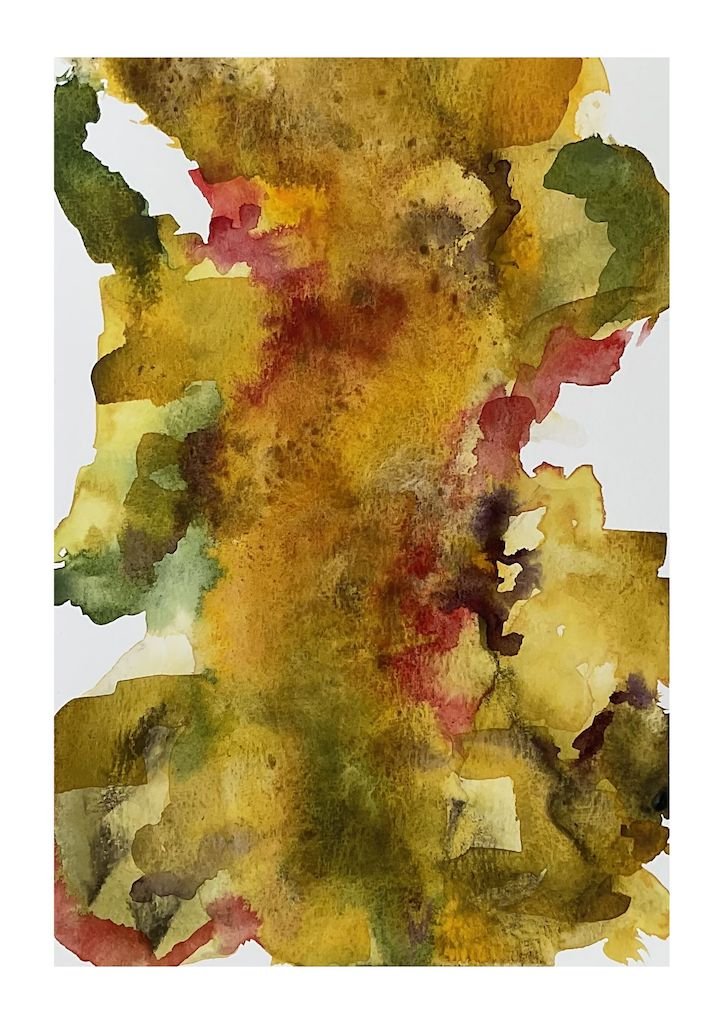 wet on wet watercolour with earthy tonal colours