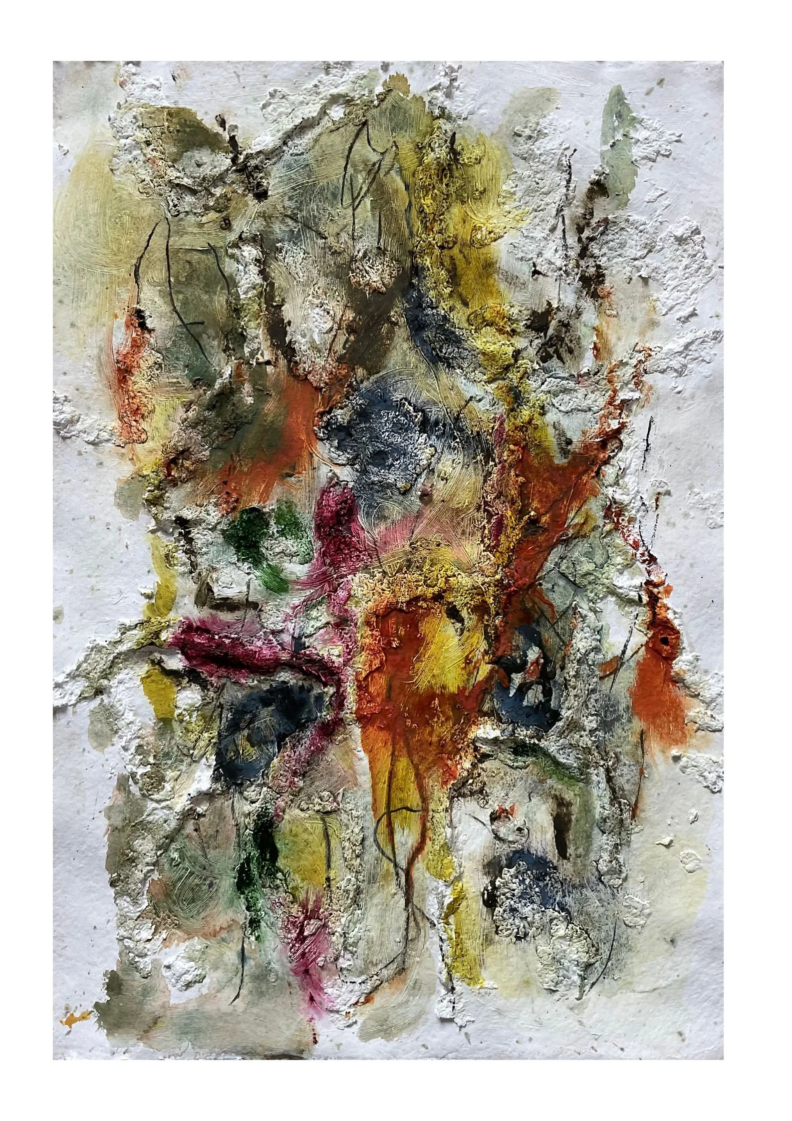 Cotton rag paper A2 paper pulp , charcoal and watercolour