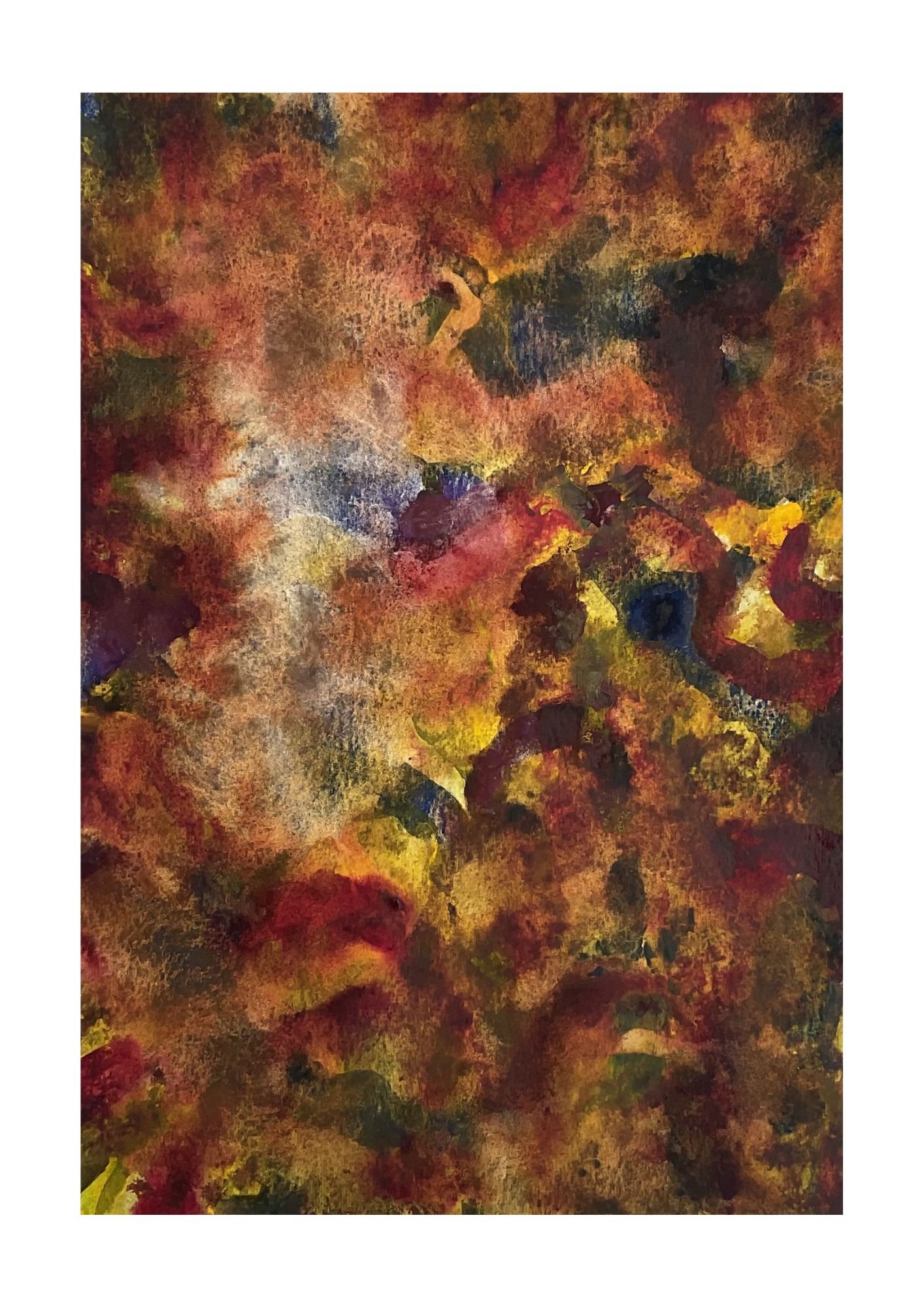 wet on wet abstract watercolour moody colours of the forest