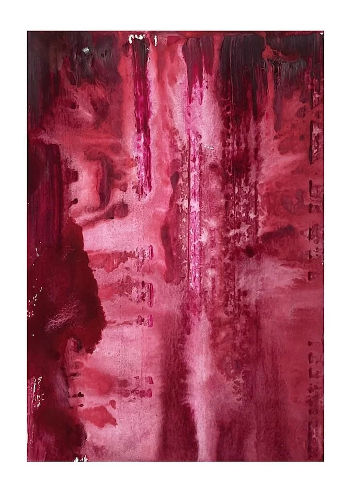 wet on wet watercolour light and dark crimsons
