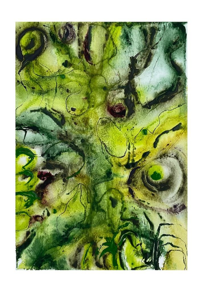 wet on wet expressive and abstract watercolour A4 painting