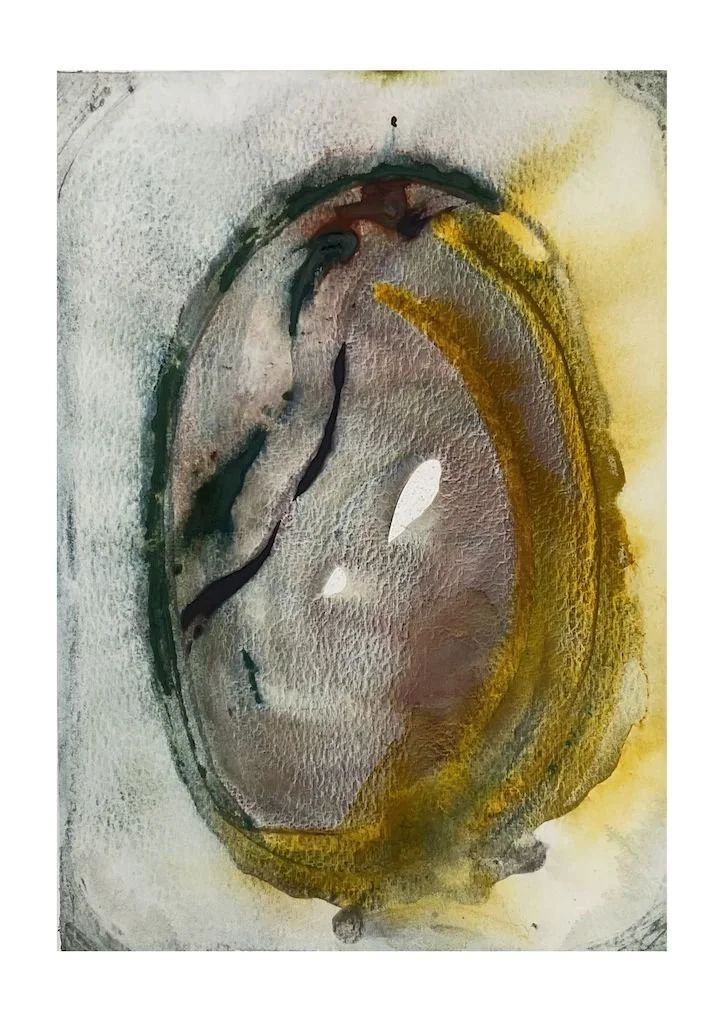 wet on wet watercolour abstract with oval
