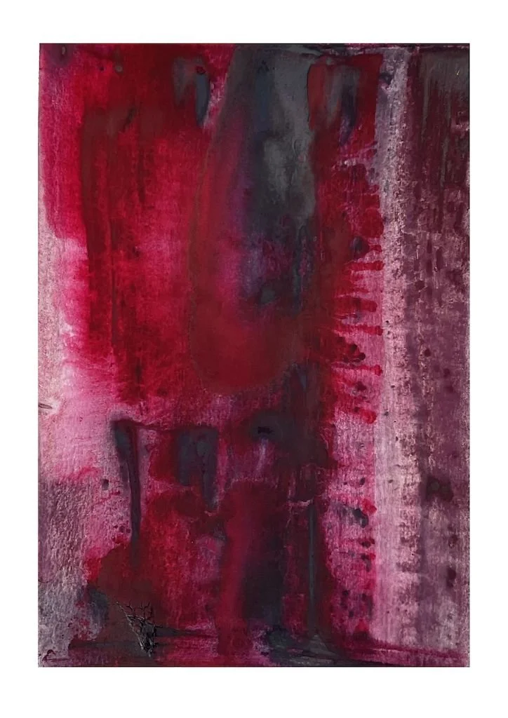 wet on wet watercolour abstract reds