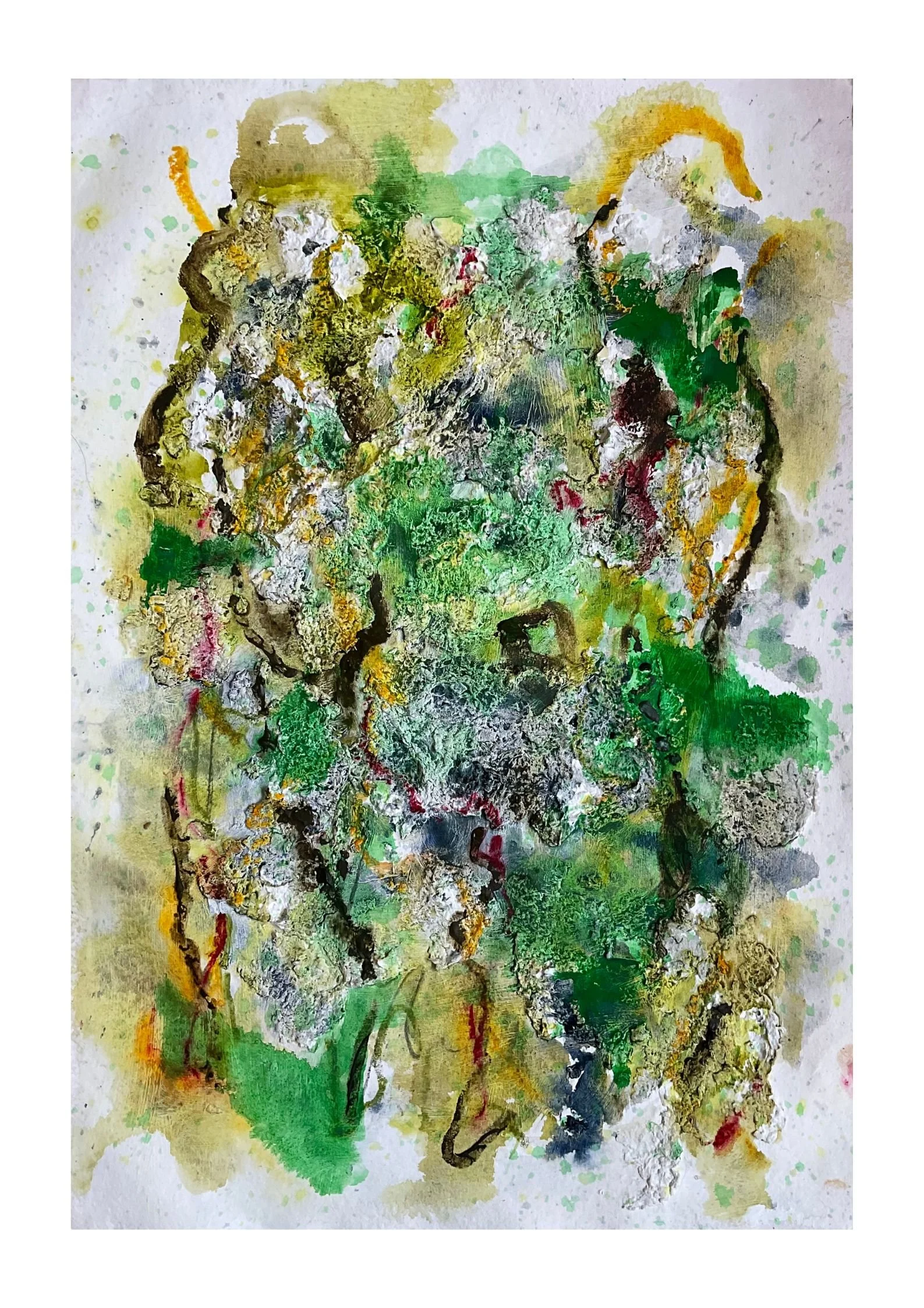 Cotton rag paper A2 with paper pulp , charcoal and watercolour