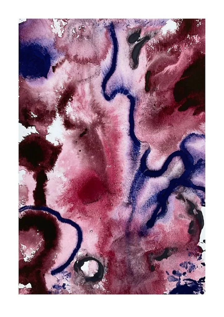 wet on wet expressive and abstract watercolour A4 painting