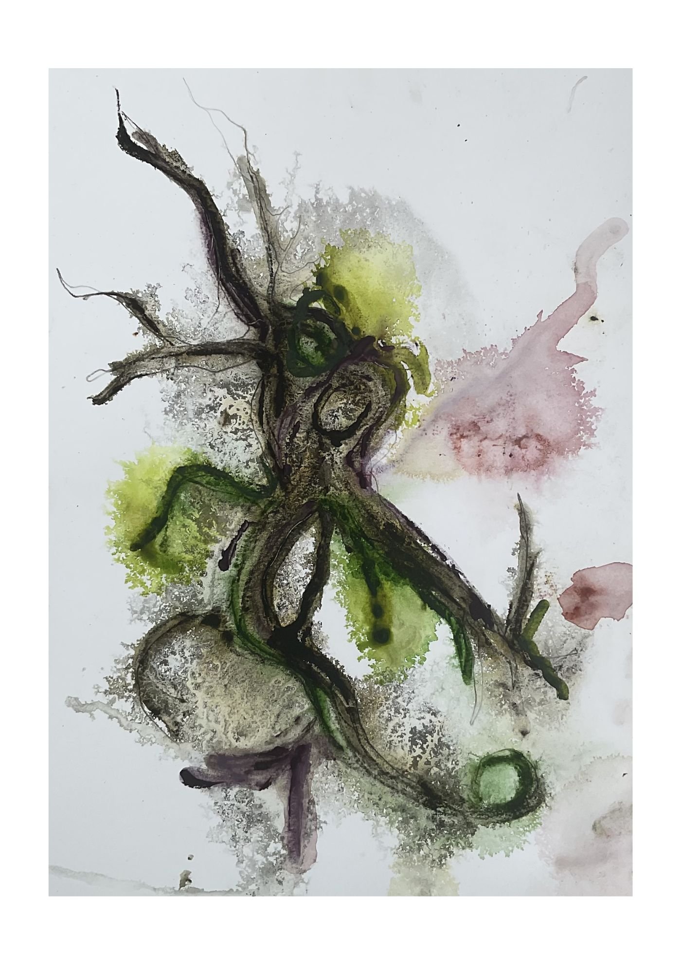 expressive watercolour of forms found in kielder forest