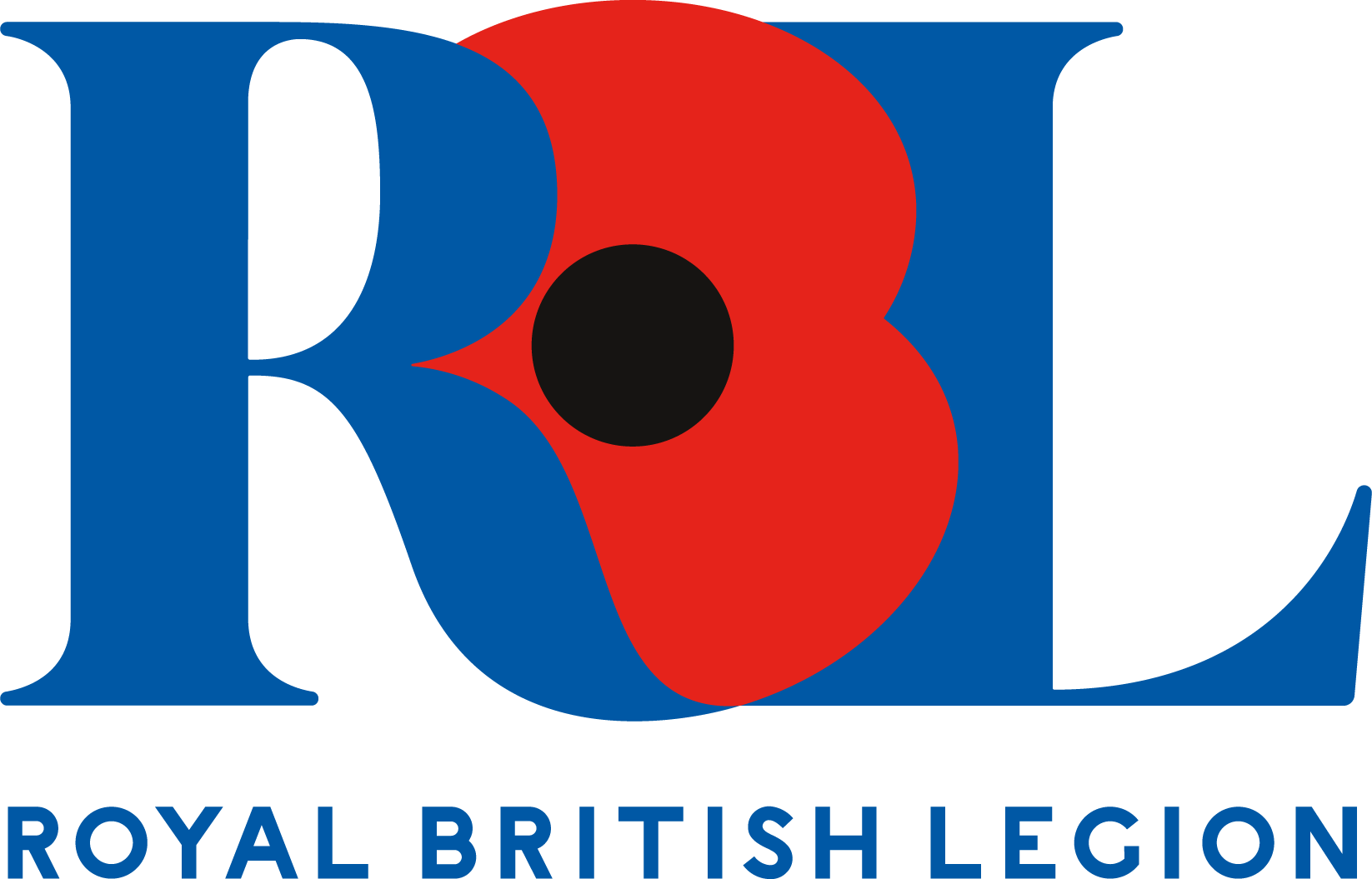 Logo of the Royal British Legion with stylized letters 'RB' and a poppy flower in red and black.