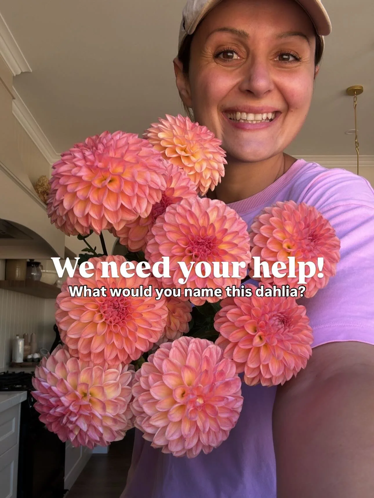 Flower friends, we need your help! 🌷

This is one of our third year dahlia seedlings, bred here at Little Lyndoch Flower Farm, and we absolutely love it.

It&rsquo;s a beautiful ball form with a soft tangerine colour, strong stems, great head positi