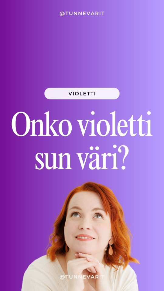 "Violetti ei vaan oo mun väri."
Aika usein kuulen tämän asiakkaan suusta.
Mutta tiesitkö, ettei violetti ole vain yksi sävy? Se voi olla laventelinen, luumuinen, marjaisa, utuinen ja paljon muuta.
Värianalyys