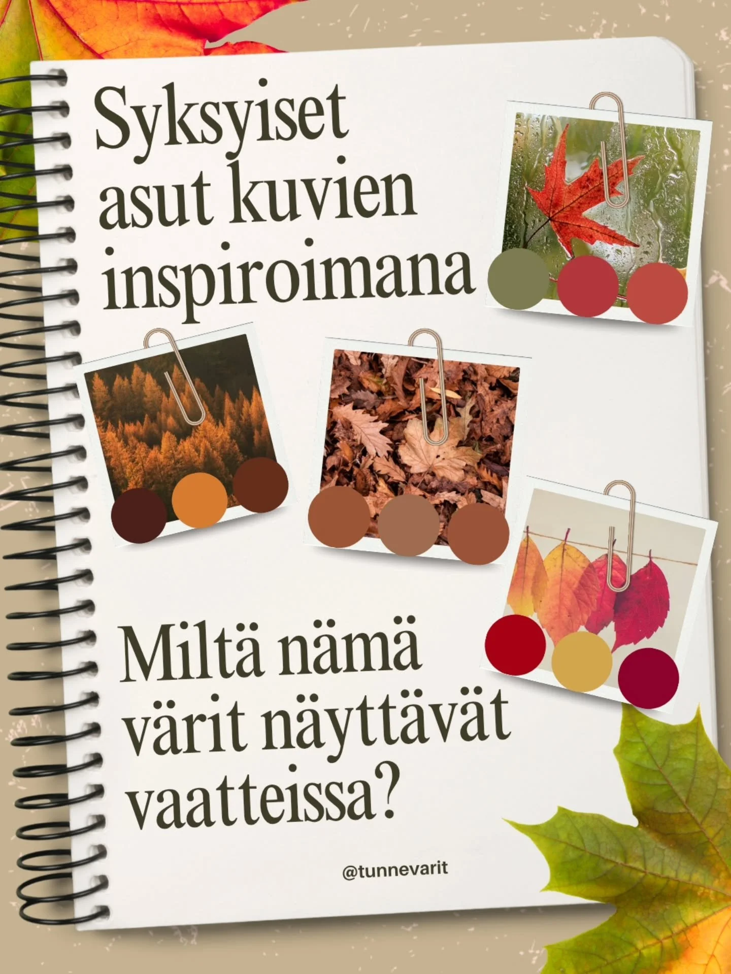 🍁 Syksy maalaa maiseman täyteen pehmeitä, lämpimiä sävyjä. Näistä samoista väreistä varsinkin me värivuodenajaltamme syksyt voidaan poimia inspiraatiota omaan vaatekaappiin.
Eikä sen tarvi