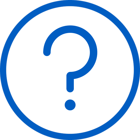 Blue question mark icon inside a circle on a black background.