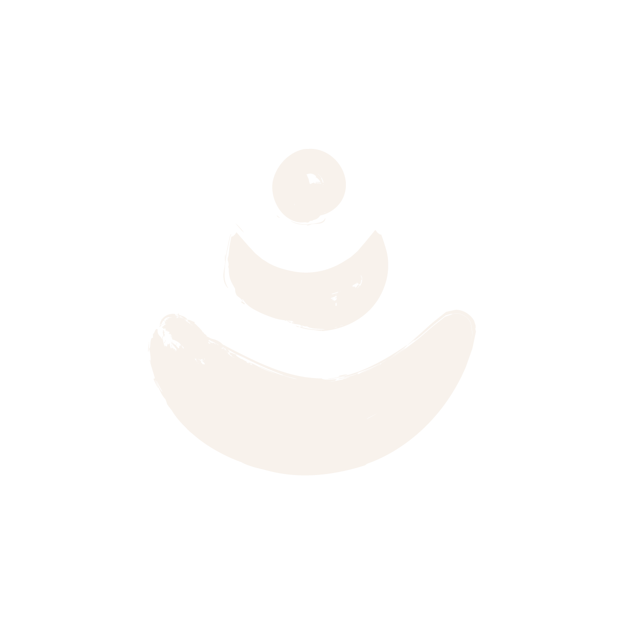 Illustration en noir et blanc d'un visage souriant avec un œil, un nez et une bouche abstraits.