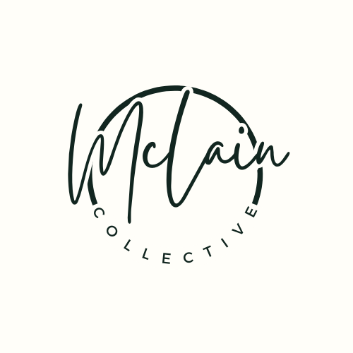 Logo for Mclain Collective with stylized handwritten text and a circular design.