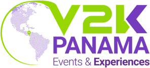 Logo with green and purple colors, featuring illustrative text and design elements