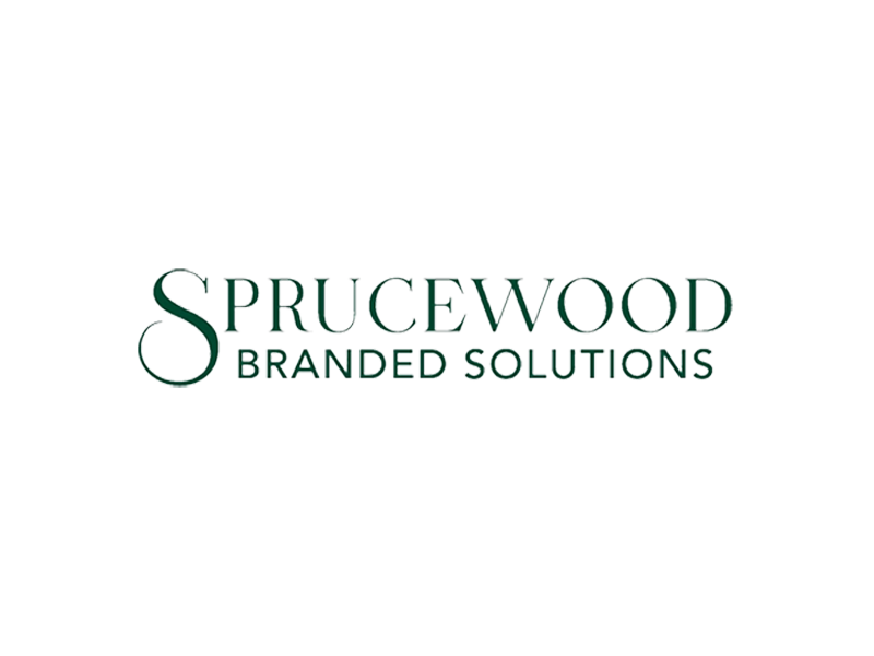 Sprucewood Branded Solutions logo in dark green on a white background