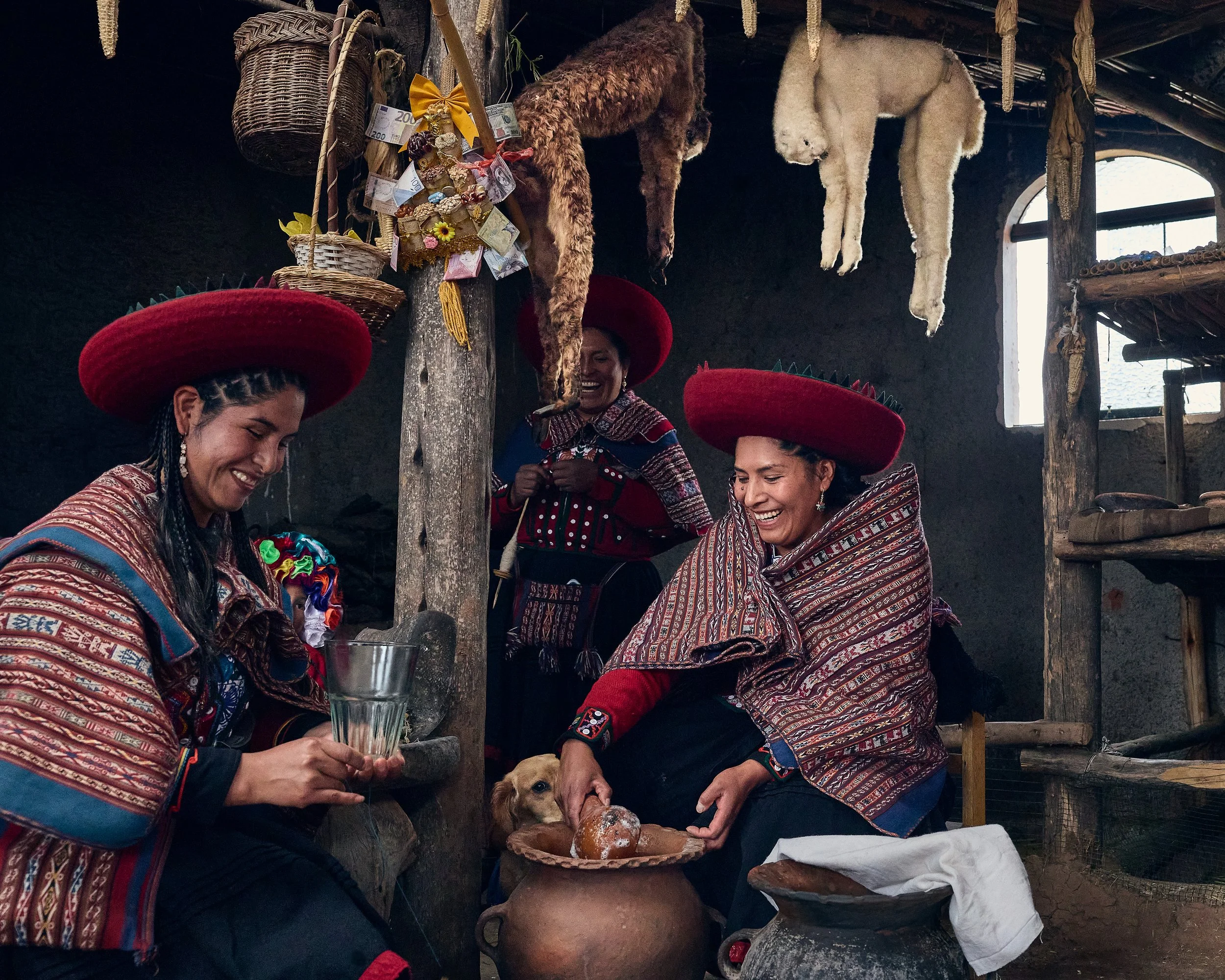 Ladies laughing with little girl and dog peeking out-2.jpg