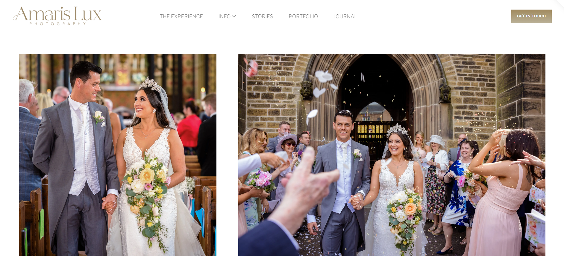 Wedding ceremony and celebration with a bride and groom in a church and outdoor churchyard