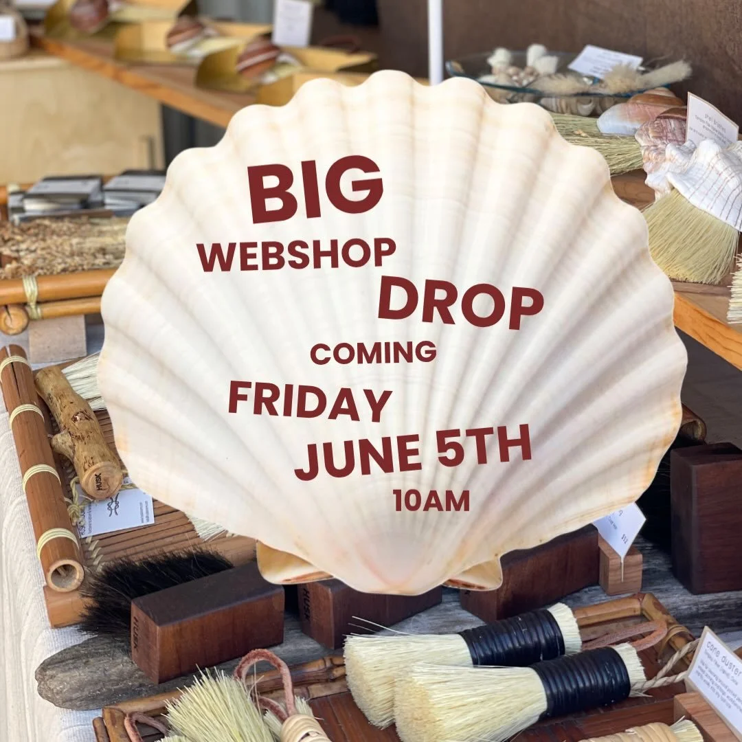 Uploading some remaining inventory to the website this week, so set your alarms to shop the official release on Friday, June 5th at 10am! 

Shop drop includes:
Conch shell brushes 
Shell dustpans sets
Brass dustpans with driftwood handles
Driftwood w