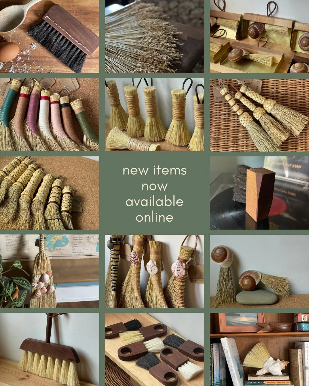Lots of new items now available on the website :)

Shop shell dustpan sets, woven broomcorn brushes, conch brushes, and goat hair brushes+much more! 

House brooms are for local pickup only (Marshall Shadeland) area of Pittsburgh. 

Thank you ❤️