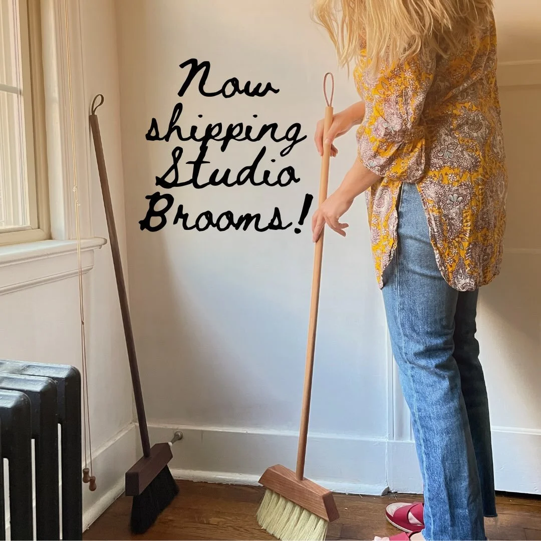 Okay, this is huge news! 🗞️ 

Now shipping our new studio brooms. What is a studio broom? It&rsquo;s an upright, space saving house broom crafted with hardwood lumber and agave, plant-based fibers. Each stands slightly smaller than an average house 