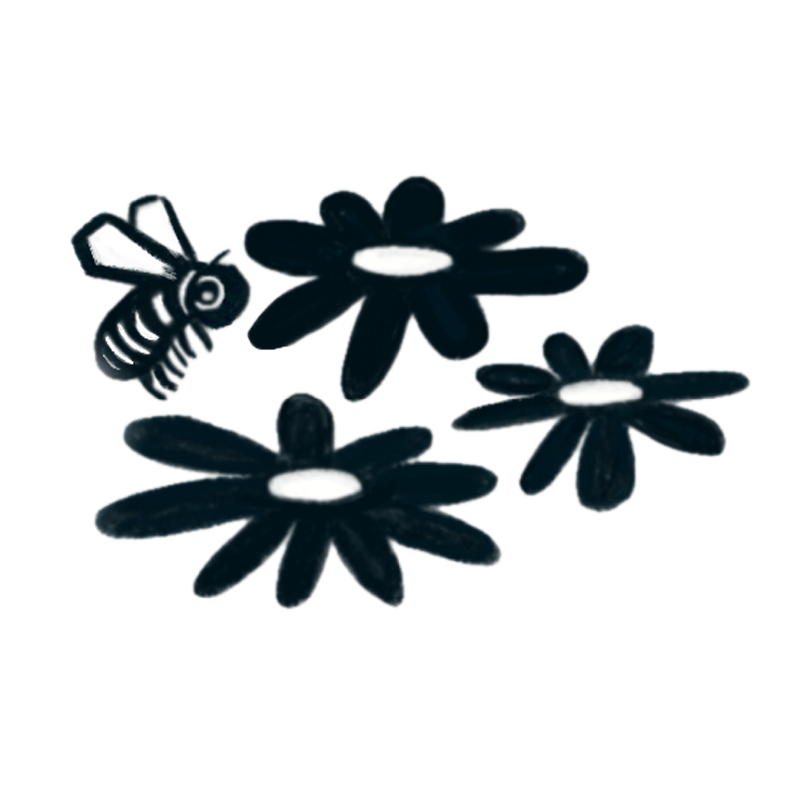 illustration of bee pollinating flowers, representing collaboration and support