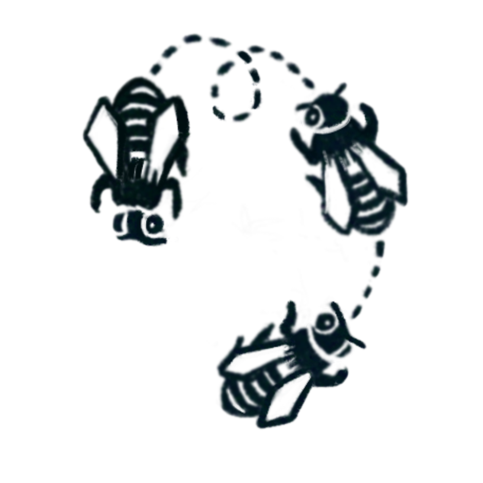 illustration of bees flying in a circle, representing collaboration and ecosystem