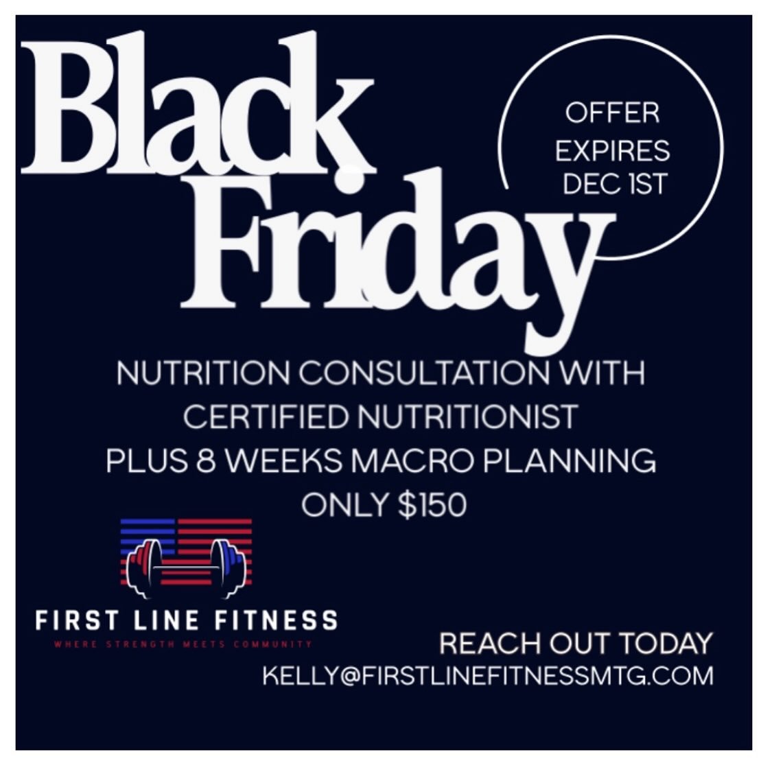 🔥 BLACK FRIDAY DEAL🔥
Level-up your goals outside the gym too 👀

For a limited time, snag a 1:1 Nutrition Consultation + 8 Weeks of Macro Coaching with Kelly 🔥

Get the guidance you need to actually see results that stick.

Whether you&rsquo;re tr