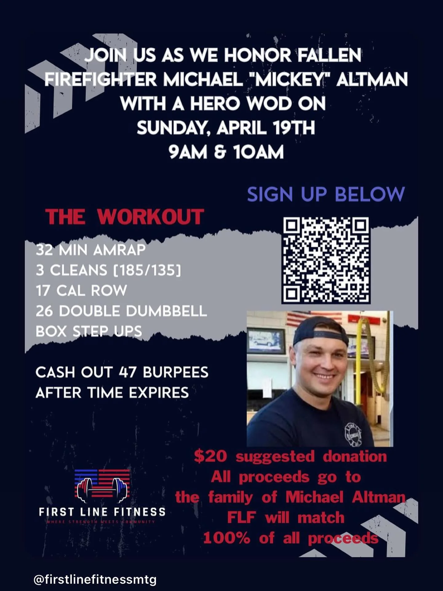 6 days until we come together to honor Mickey Altman 🖤❤️

A workout with purpose. A community showing up. A name we won&rsquo;t forget.

Mark your calendars. Bring your energy. Let&rsquo;s make it count. ❤️

#firstlinefitnessmtg #community #strength