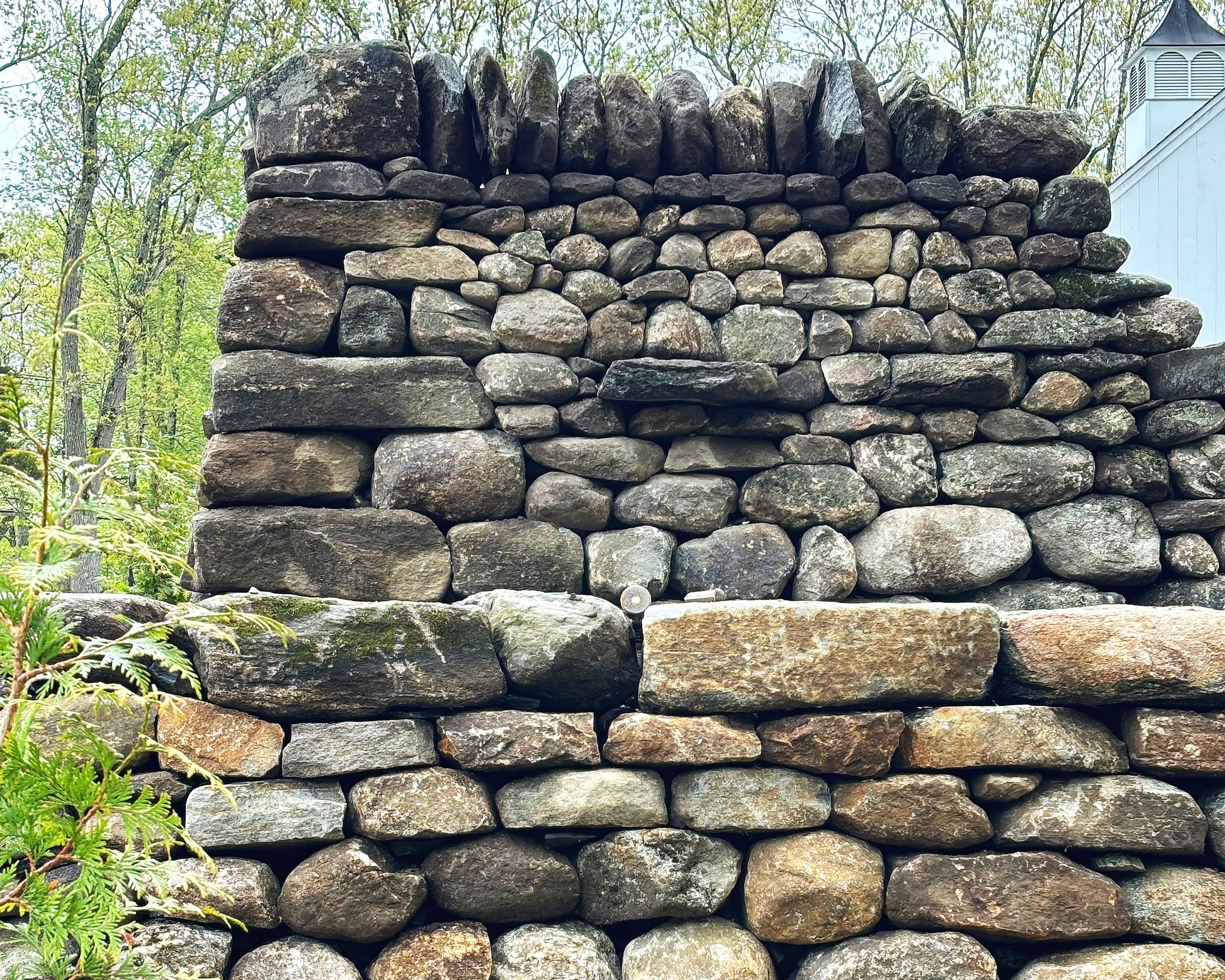 Dry fieldstone garden walls. Old Lyme, CT