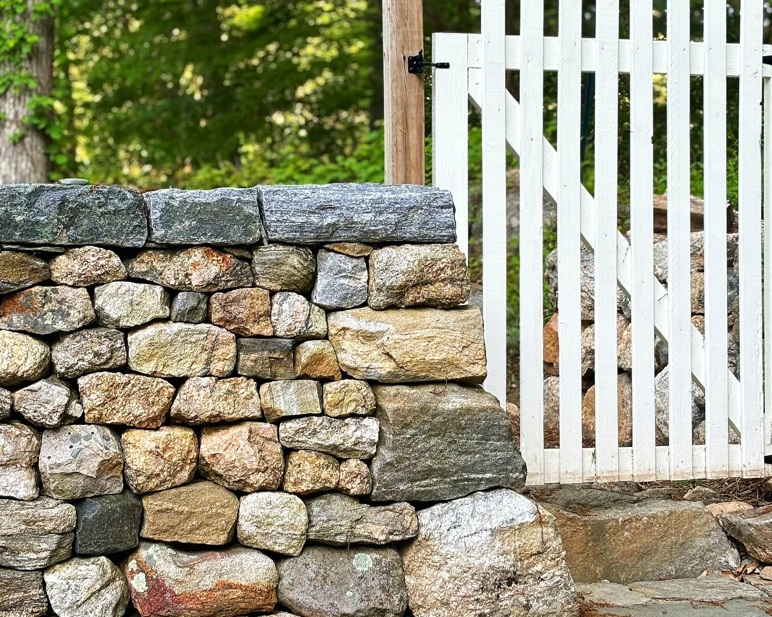 Dry garden entrance. Stone sourced from property. Old Lyme, CT