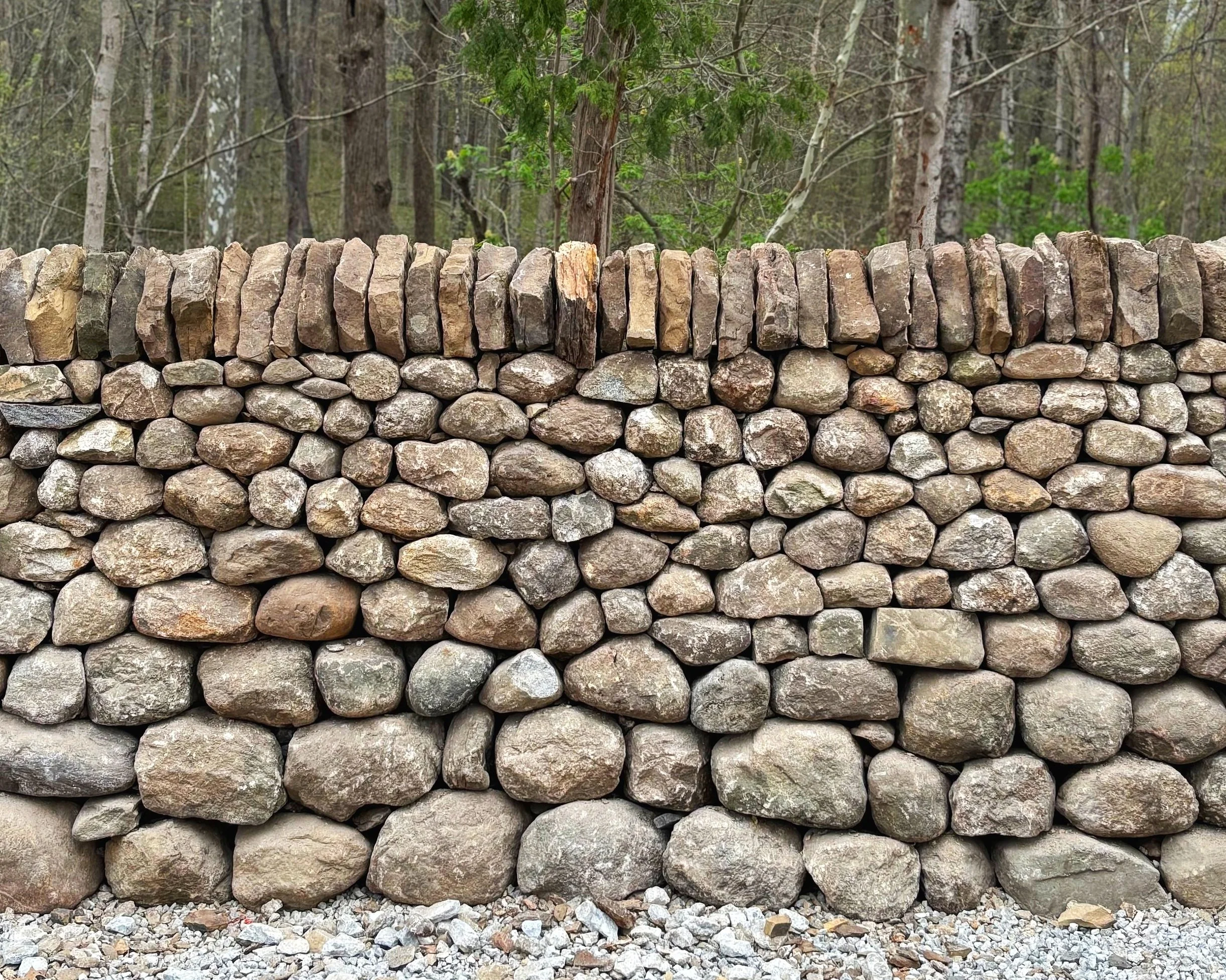 Dry fieldstone entrance walls with Stone Bear Masonry. Huntington, IN