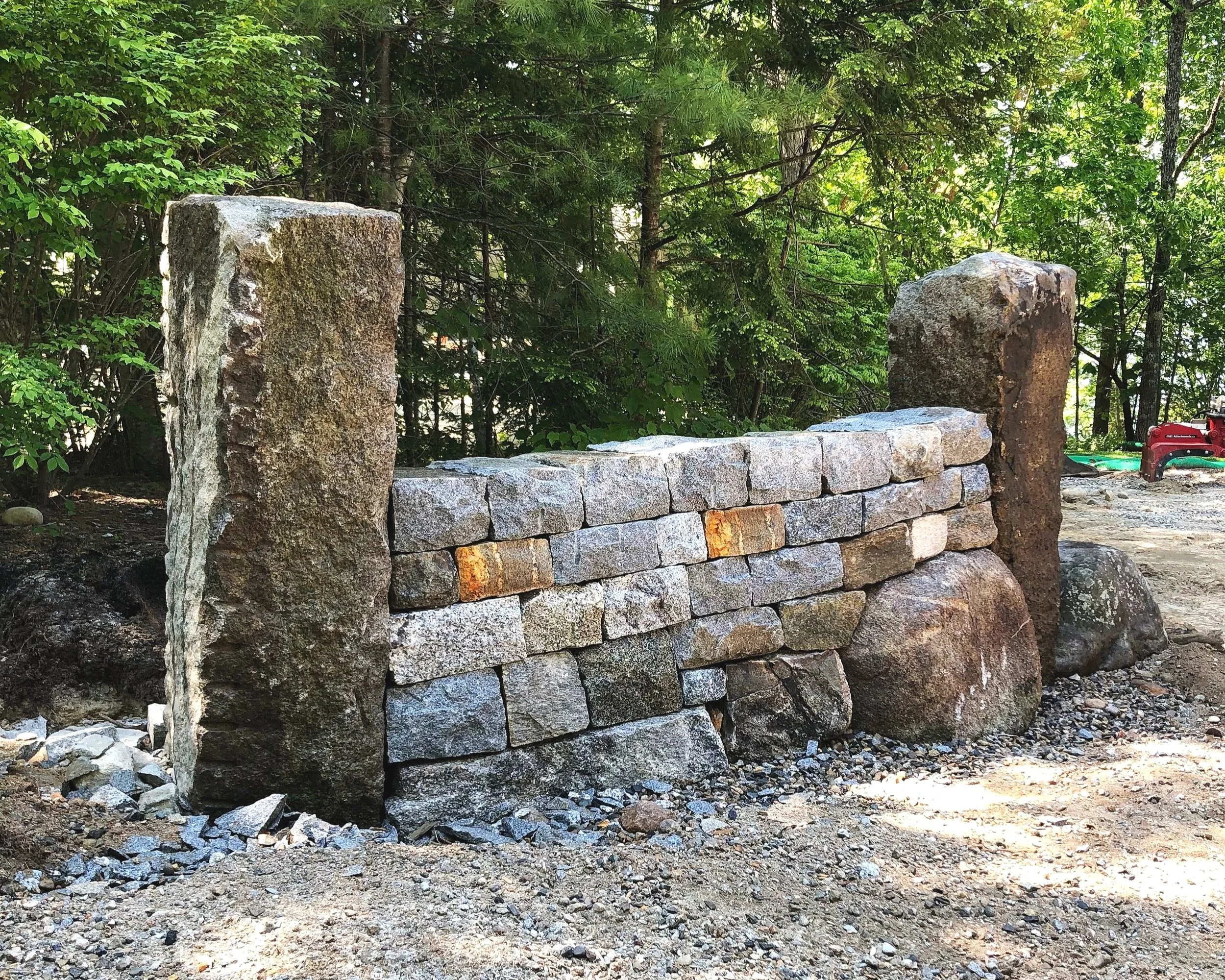 Dry entrance feature with Green Monster Landscapes. Balch Lake, NH