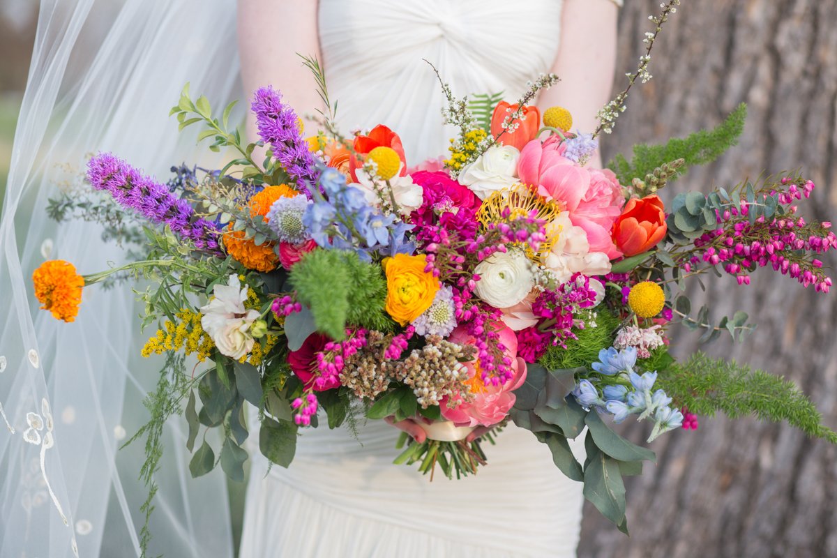 A vibrant, colorful bouquet